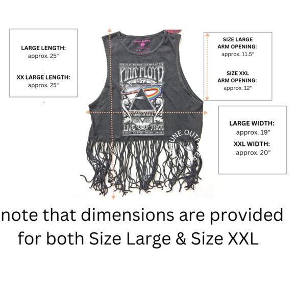 LADIES PINK FLOYD FRINGED TANK TOP | OFFICIALLY LICENSED - Picture 3 of 3